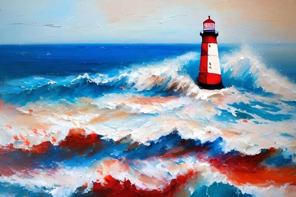 Kunstdruck: (BA 166) Roter Leuchtturm