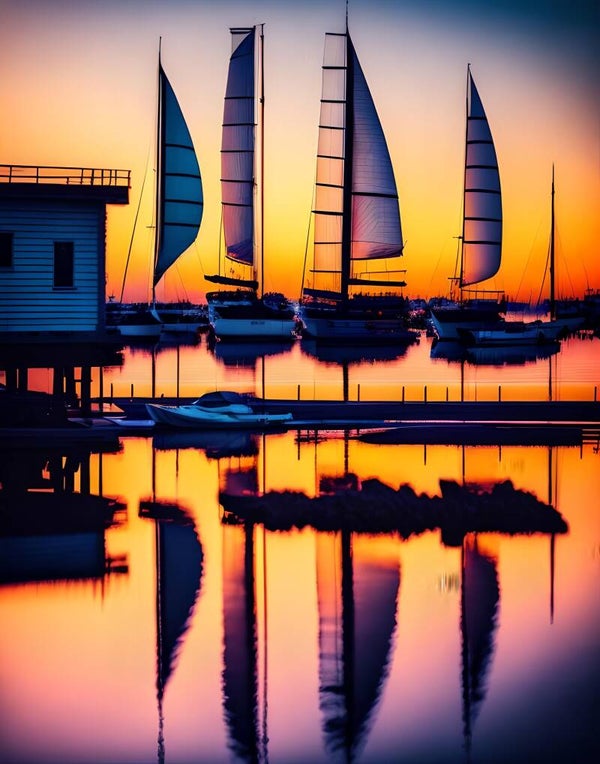 Kunstdruck: (BA 183) Morgenrot am Steg