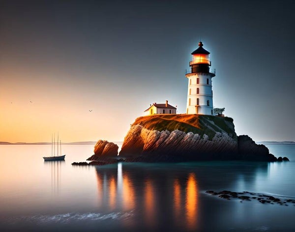 Kunstdruck: (BA 190) Insel mit Leuchtturm