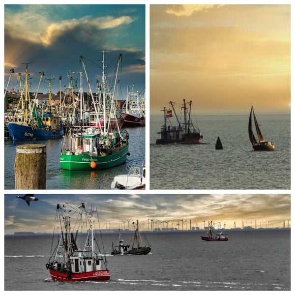 Kunstdruck: (CA 101) Collage Büsum Fischkutter