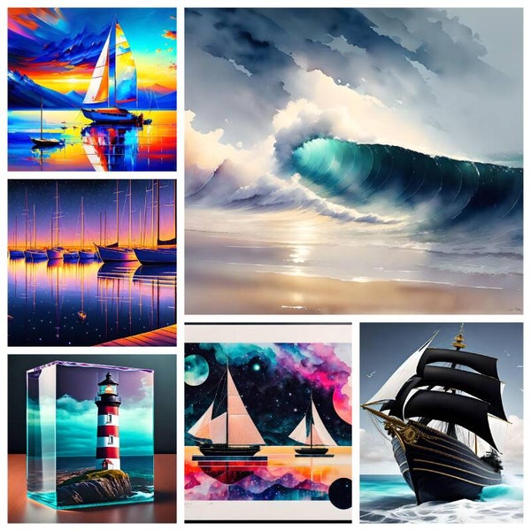 Kunstdruck: (CA 109) Collage Maritim Wasser 2