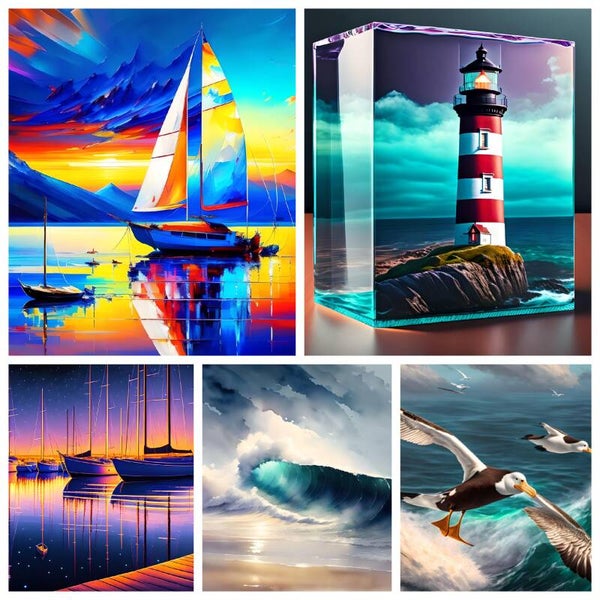 Kunstdruck: (CA 111) Collage Maritim Wasser 4