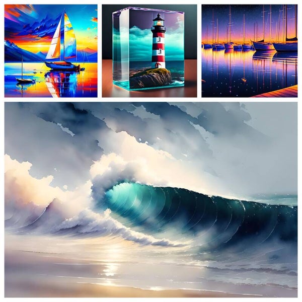 Kunstdruck: (CA 112) Collage Maritim Wasser 5