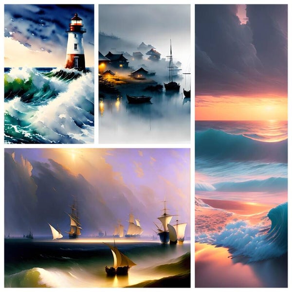 Kunstdruck: (CA 115) Collage Maritim Wasser 8