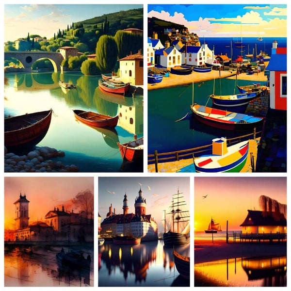 Kunstdruck: (CA 117) Collage Maritim Wasser 10