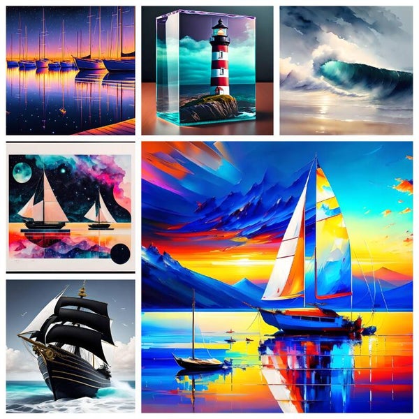 Kunstdruck: (CA 118) Collage Maritim Wasser