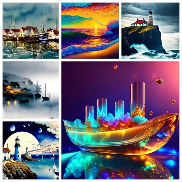 Kunstdruck: (CA 121) Collage Schiffe