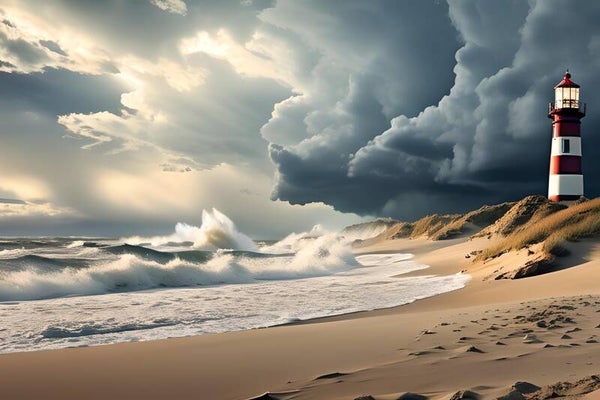 Kunstdruck: (MA 206) Dünen und Leuchtturm 5