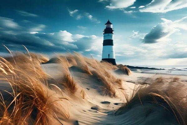 Kunstdruck: (MA 203) Dünen und Leuchtturm 2