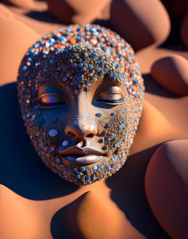 Kunstdruck: (FA 126) Gesicht im Sand