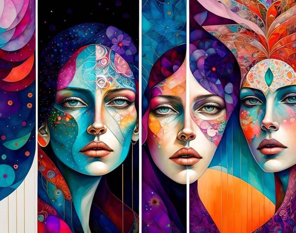 Kunstdruck: (FA 143) Drei Gesichter