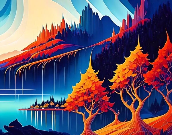 Kunstdruck: (LA 105) Berglandschaft