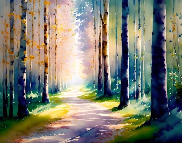 Kunstdruck: (LA 106) Birkenwald im Herbst