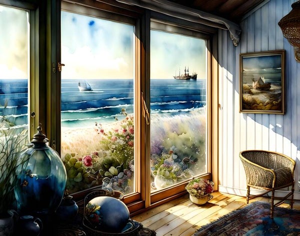 Kunstdruck: (LA 108) Blick aufs Meer