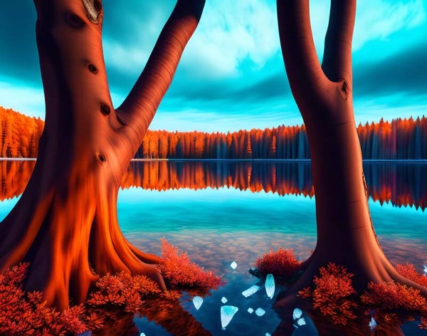 Kunstdruck: (LA 119) Rote Bäume