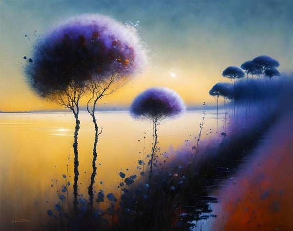 Kunstdruck: (LA 121) Sonnenaufgang am See