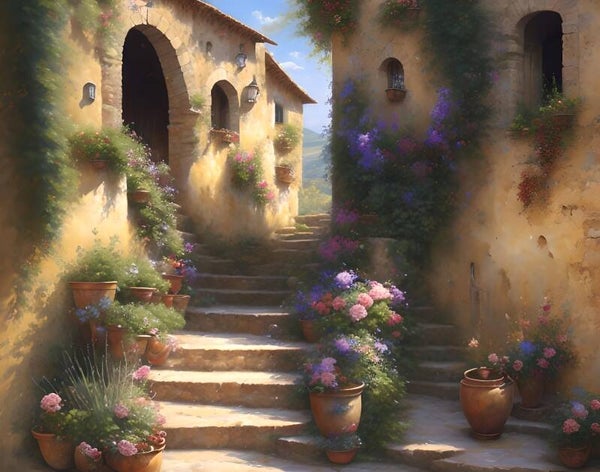 Kunstdruck: (LA 135) Dorf in der Toscana