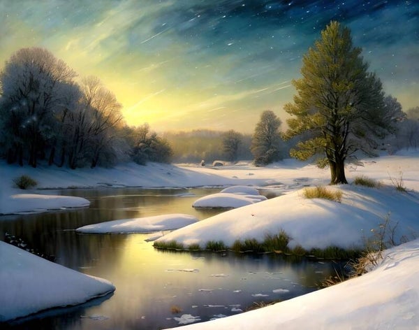 Kunstdruck: (LA 162) Teich im Winter