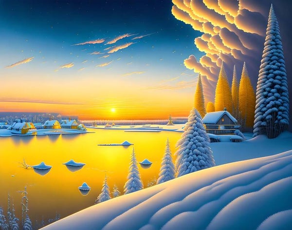 Kunstdruck: (LA 163) Winterlandschaft