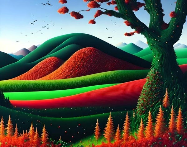 Kunstdruck: (LA 168) Grüner Baumstamm