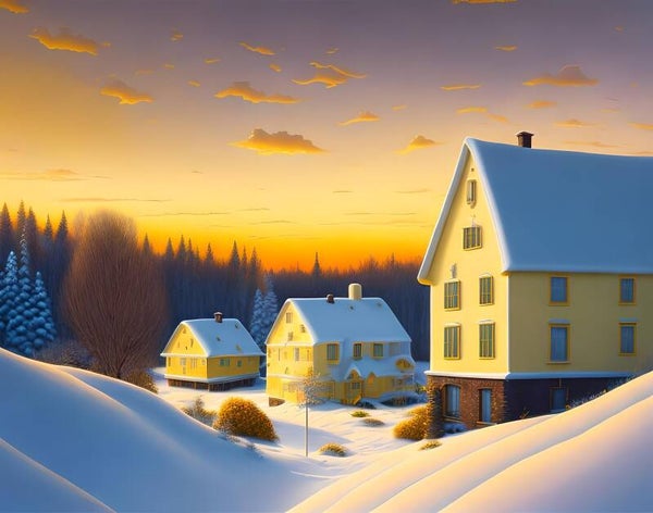 Kunstdruck: (LA 173) Sonnenaufgang im Winter