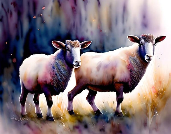 Kunstdruck: (LA 177) Wasserfarben Schafe