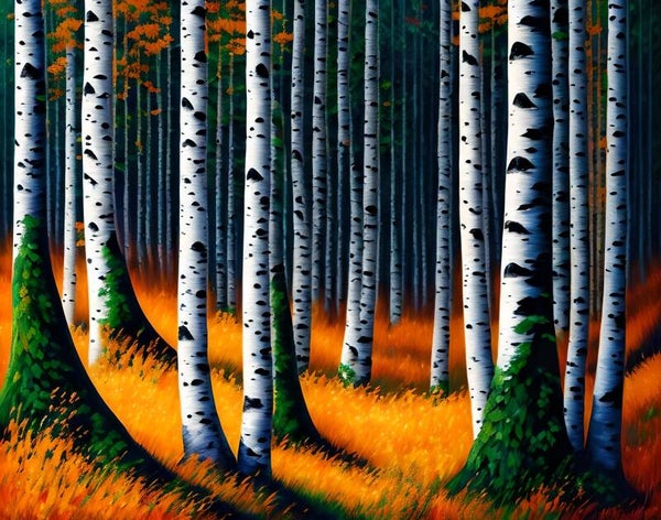 Kunstdruck: (LA 180) Birkenwald Herbst