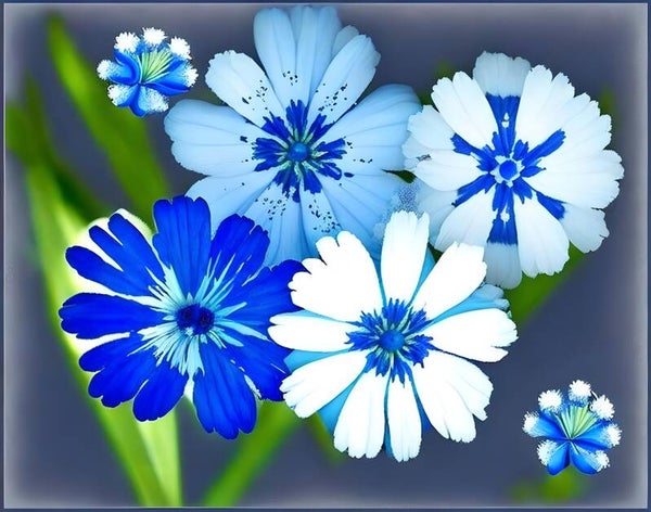 Kunstdruck: (LA 187) Blauweiße Blumen