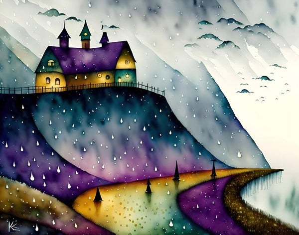 Kunstdruck: (LA 192) Regen in den Bergen