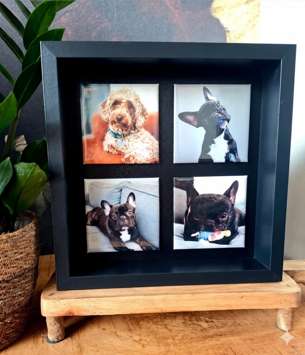 Luxe Zwarte Magnetische Fotolijst – Inclusief 4 Gepersonaliseerde Fotomagneten (25 x 25 cm)