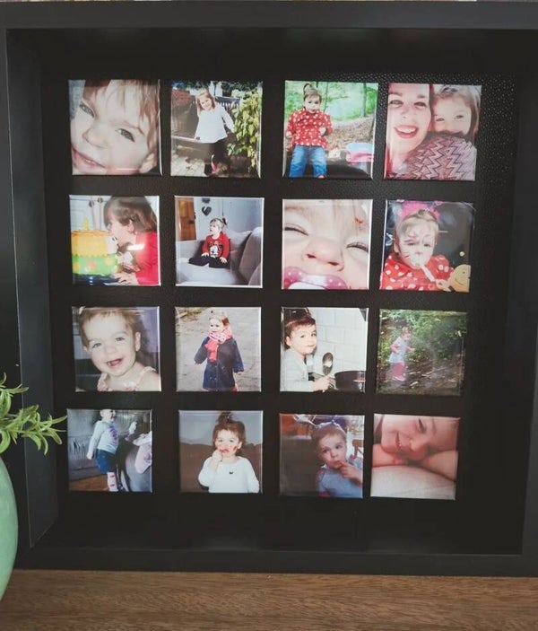 Luxe Zwarte wissellijst XL met 16 gepersonaliseerde foto's (35 x 35 cm)