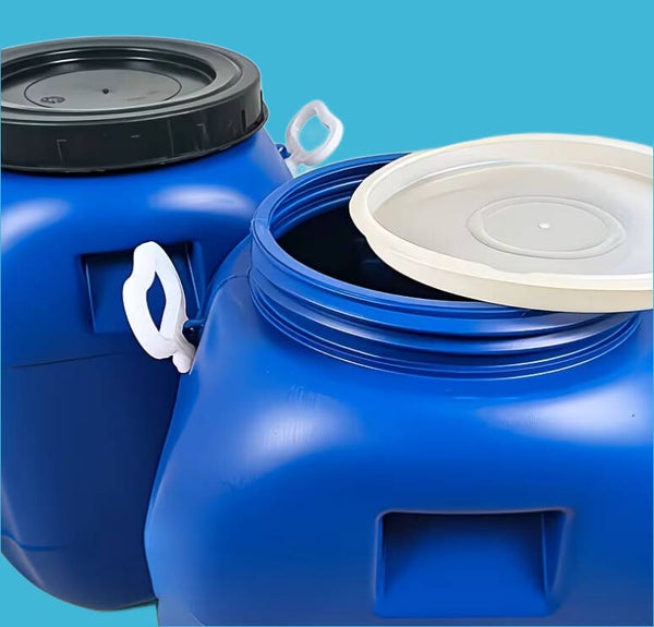 50 liter plastic vat met deksel en handvat