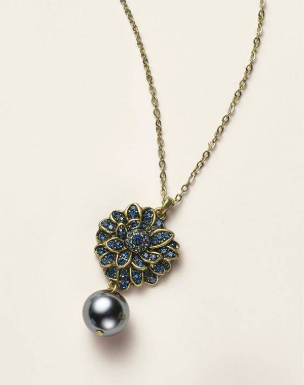 Pearly Blue Lotus Necklace