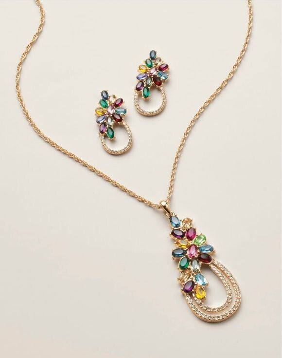 Cascading Bouquet Necklace and Earring Set