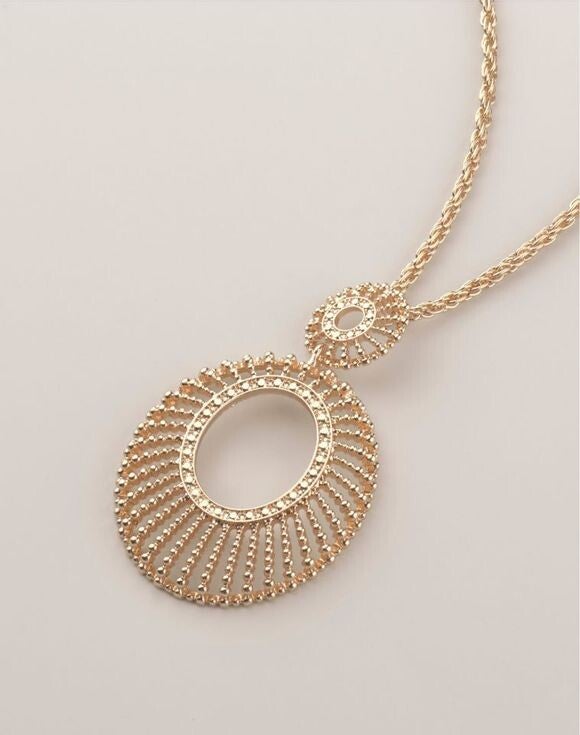 Golden Halo Filigree Long Necklace