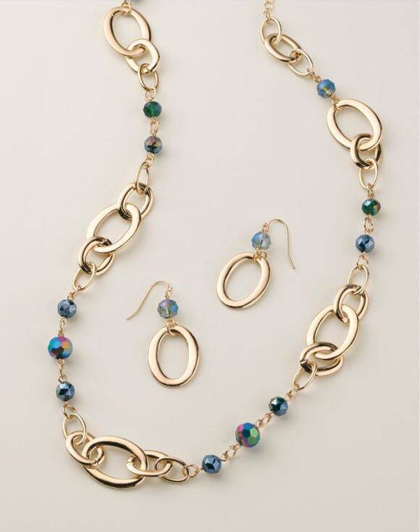 Aurora Chain Link Necklace and Earring Set