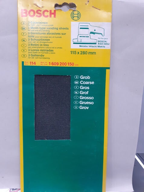 Confezione 3 retini in lino per smerigliatura a secco e umido 115x280mm