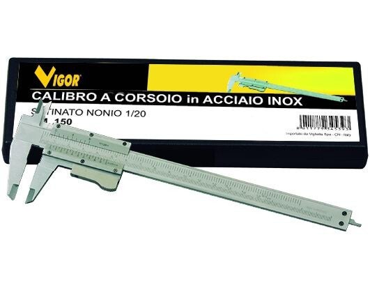 CALIBRO A CORSOIO NONIO INOX SCALA 1/20 150 MM