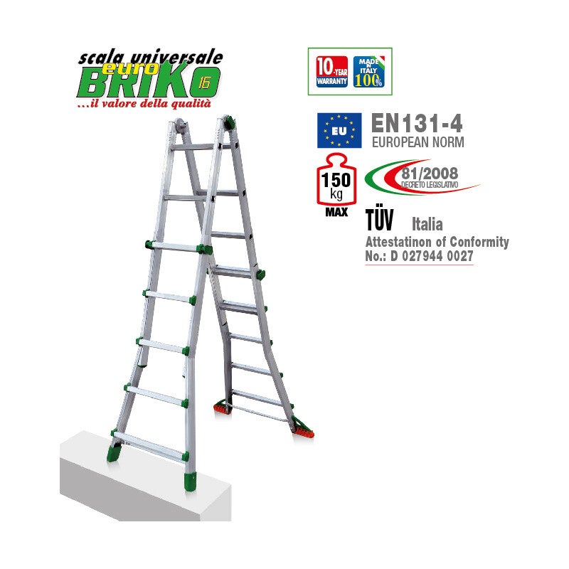 Scala estensibile professionale 5+5 gradini EUROBRIKO BK4/A