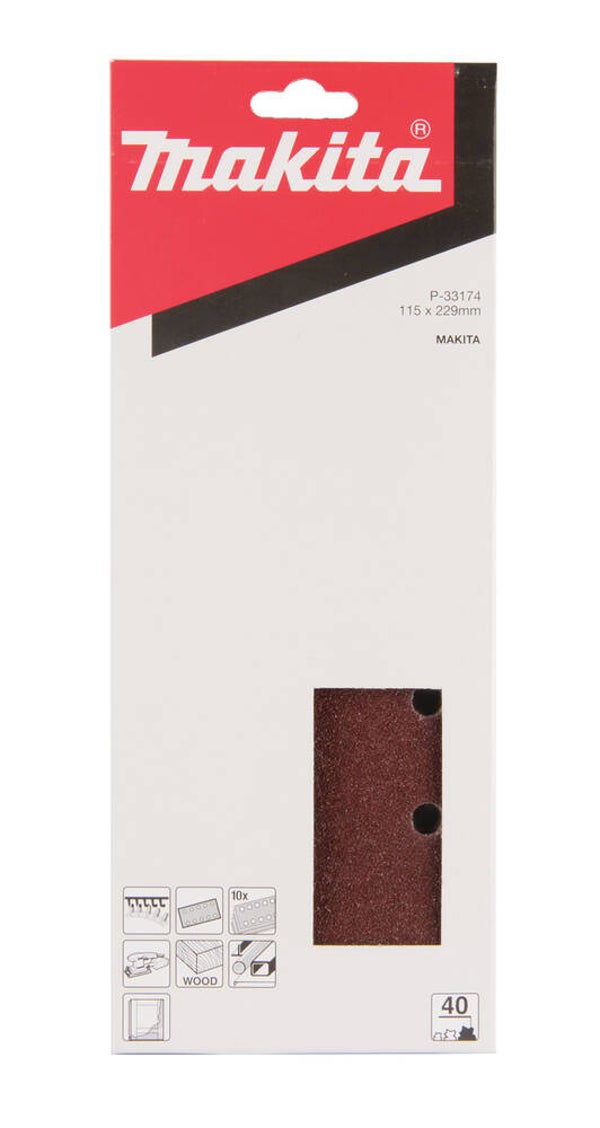 Carta abrasiva 115x229mm con velcro conf .10pz