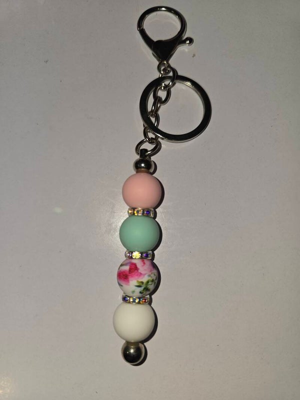 Sparkle Bead Keyring (sliver)