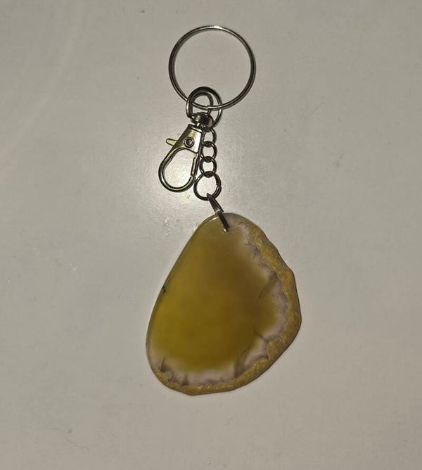 Yellow Agate Slice Keyring