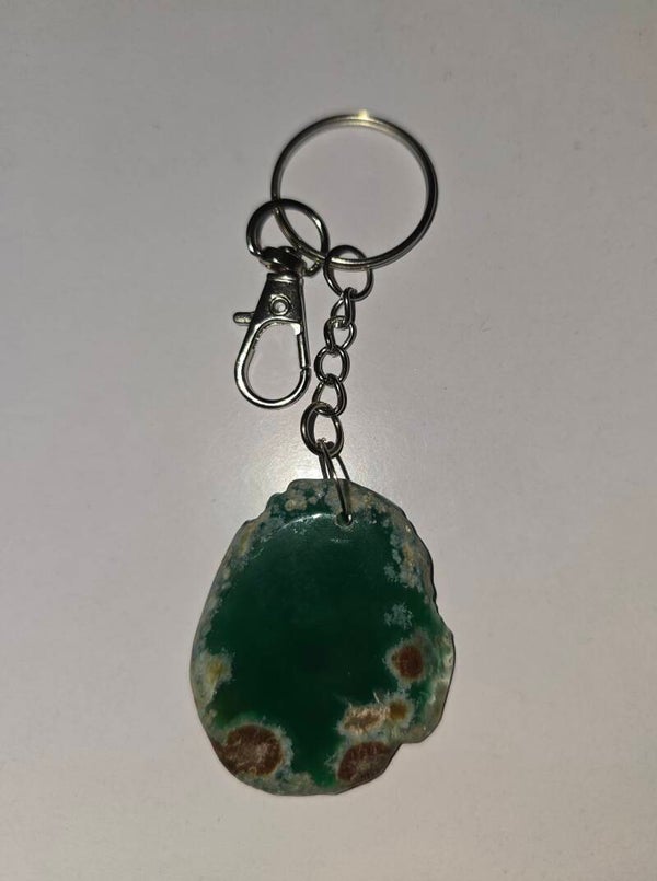 Greeny‑Choco Agate Keyring