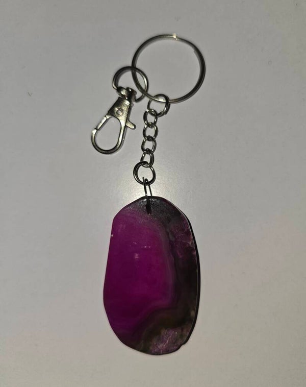 Pinky‑Purple Agate Keyring