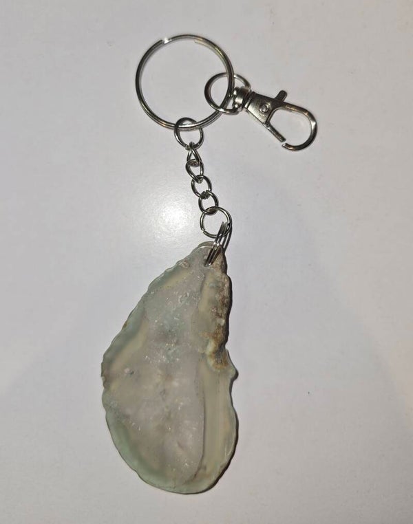 Clear‑Pale Natural Agate Keyring