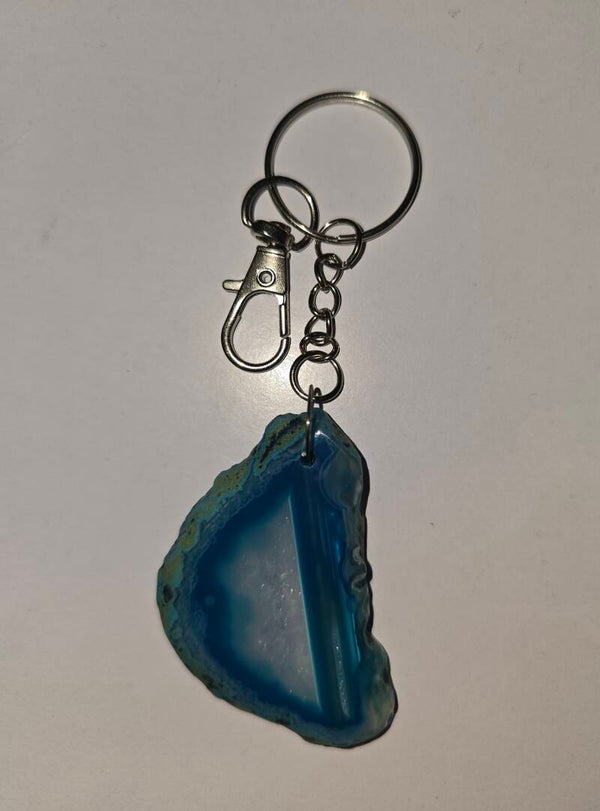 Bright Turquoise‑Blue Agate Keyring