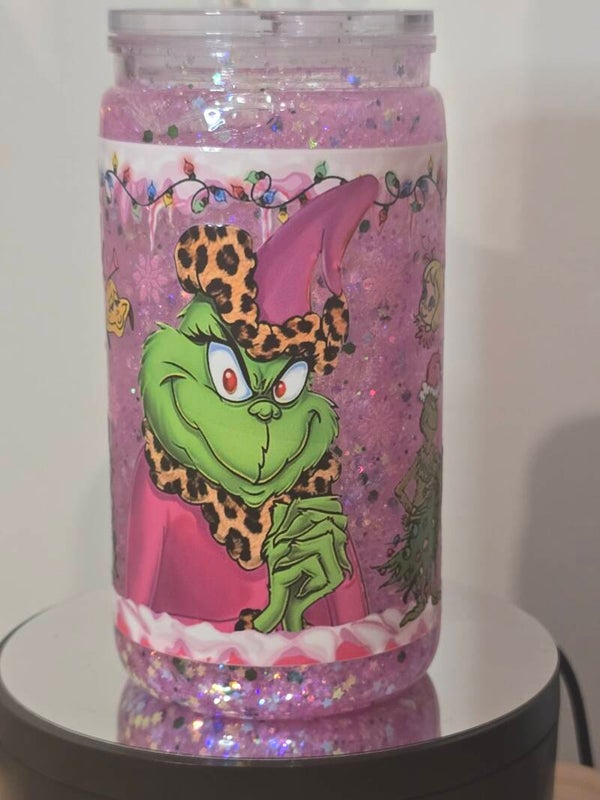 Pink Grinch 16oz Snow Tumbler