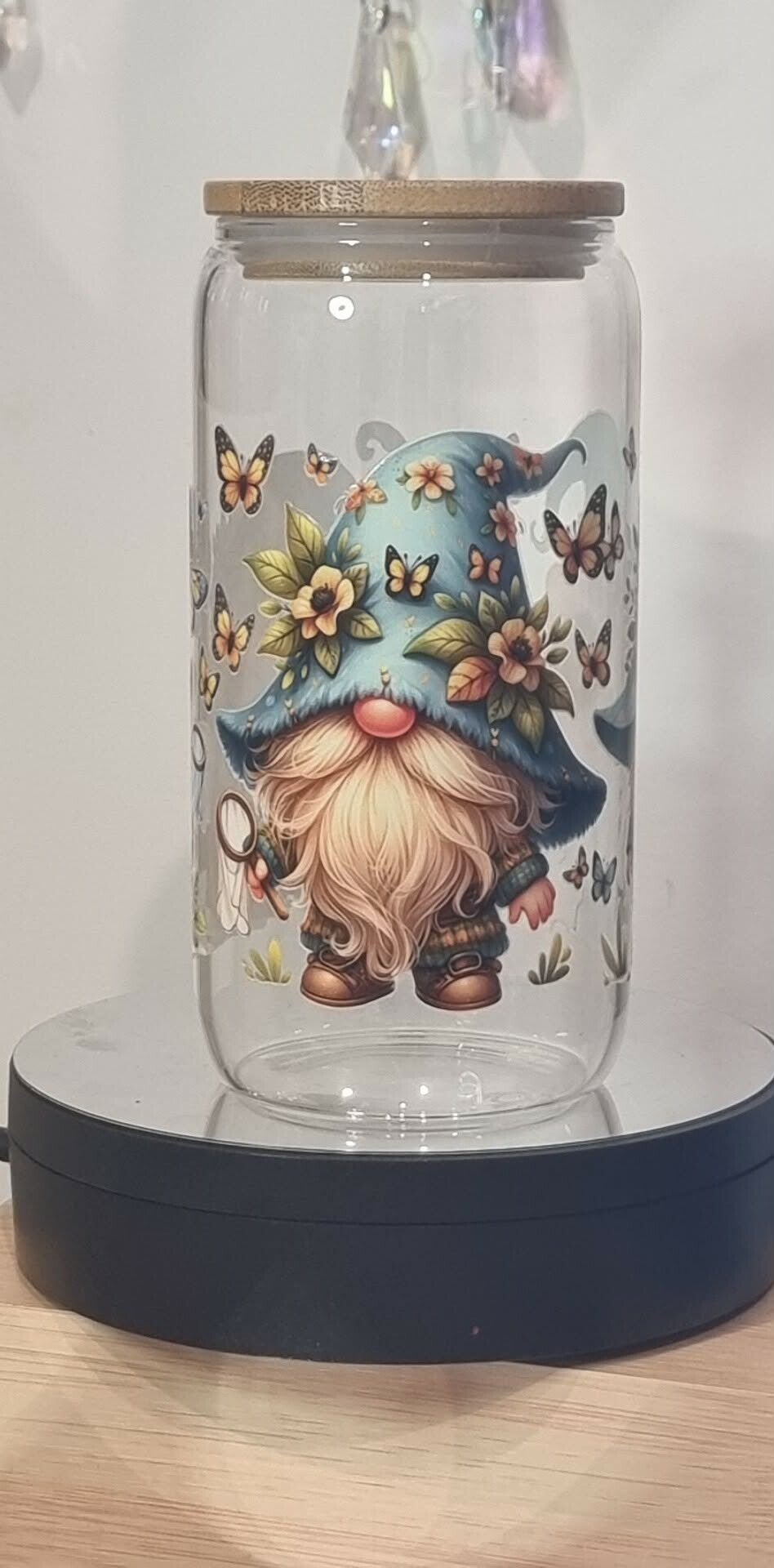 Butterfly Gnome 16oz Glass Tumbler