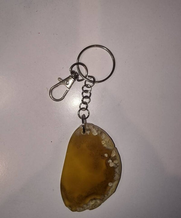 Yellow Agate Slice Keyring