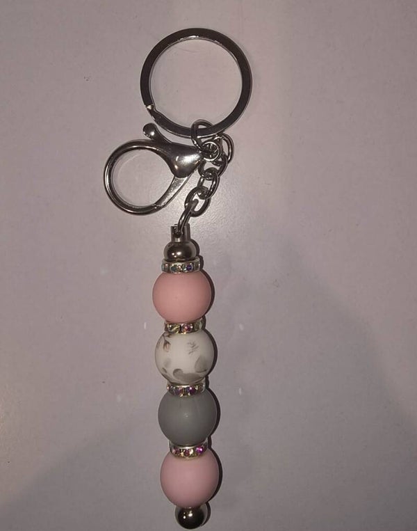 Sparkle Bead Keyring (Sliver)